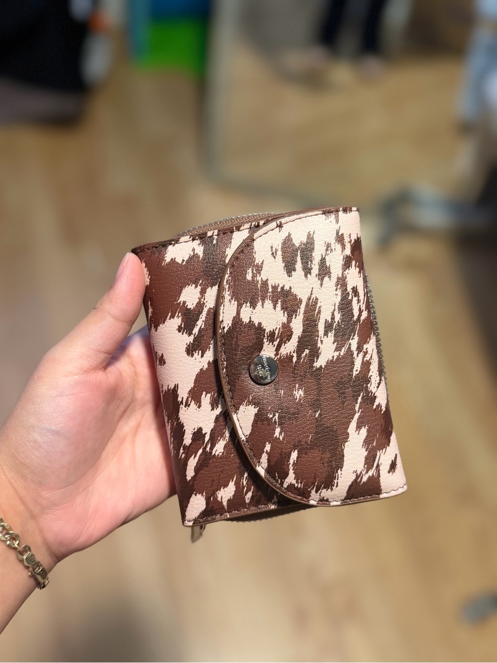 Women’s Brown & Cream Patterned Leather Wallet